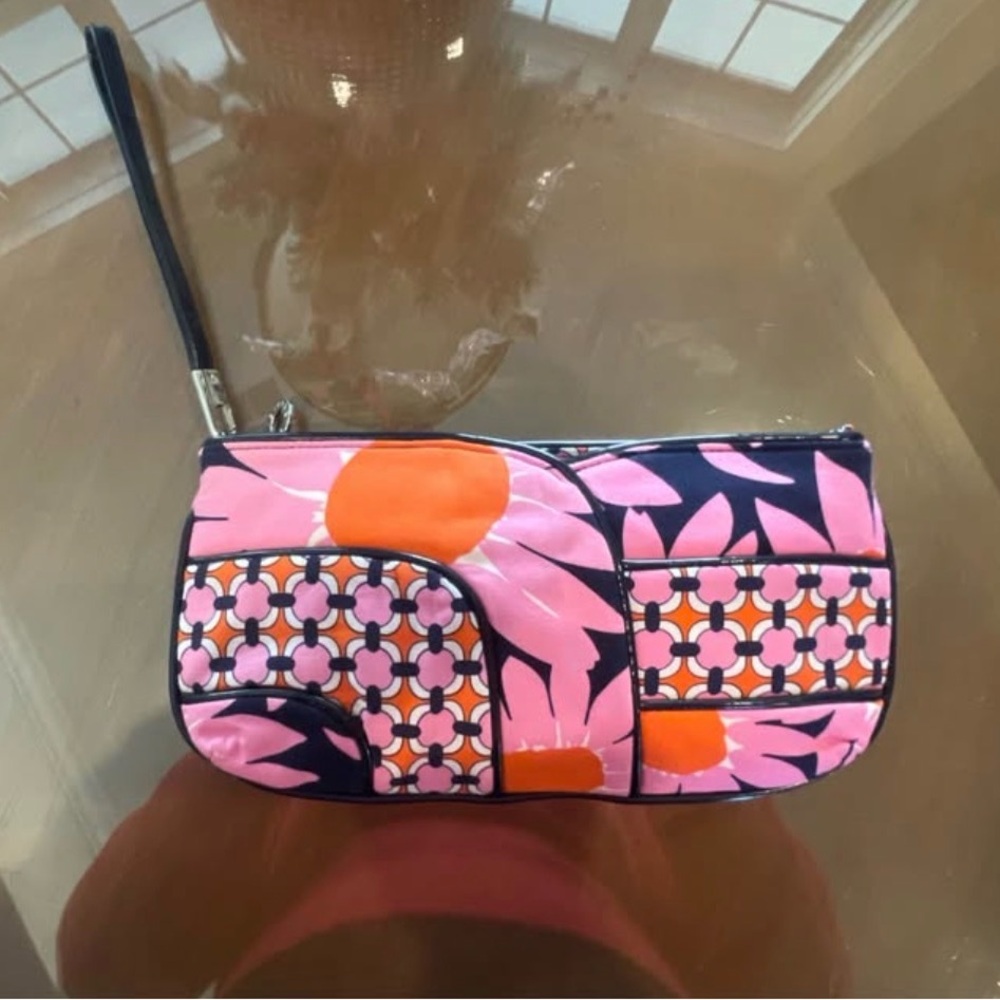 Vera Bradley Pink and Orange Jazzy Floral Wristlet and Magnetic Wallet Set